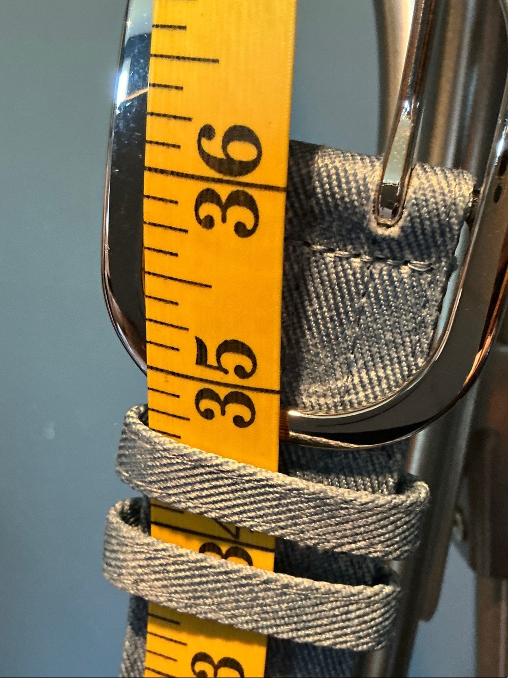 Silver-Buckle Denim Belt in Light Blue - Picture 5 of 8